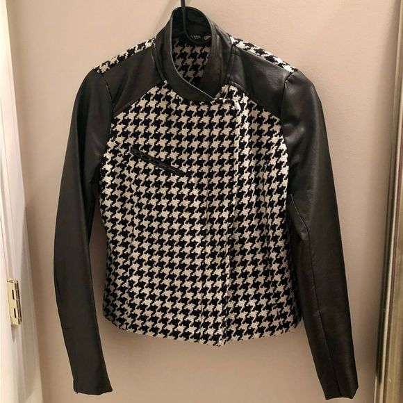 a.n.a Jackets & Coats Ana Black And White Houndstooth Jacket W Faux